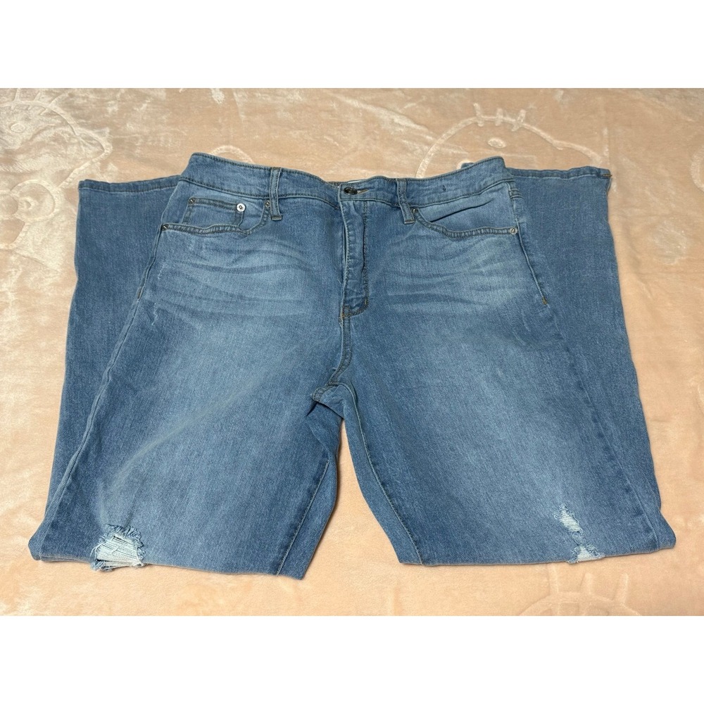 CROWN & IVY Denim High Rise Vintage Straight Size 12 Regular Distressed - Picture 3 of 10
